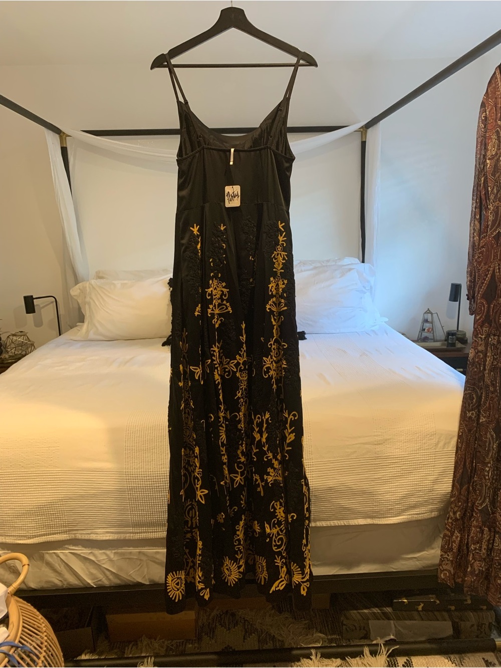 Free People Black Maxi Dress with Gold Embroidery - Picture 2 of 5